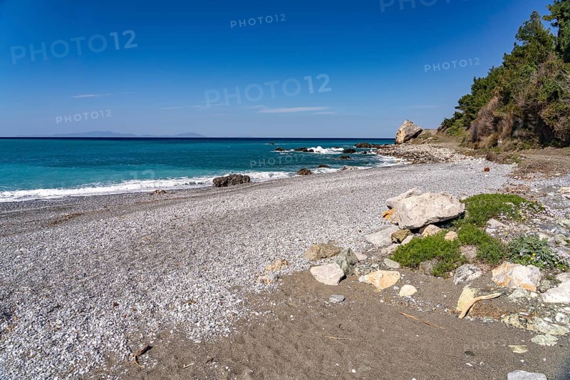 The beach in the village of Pili or Pelio, Euboea or Evia island, Greece