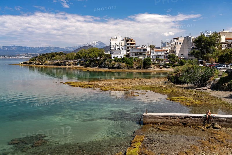 Bathing bay in the island capital Chalkida, island of Euboea or Evia, Greece