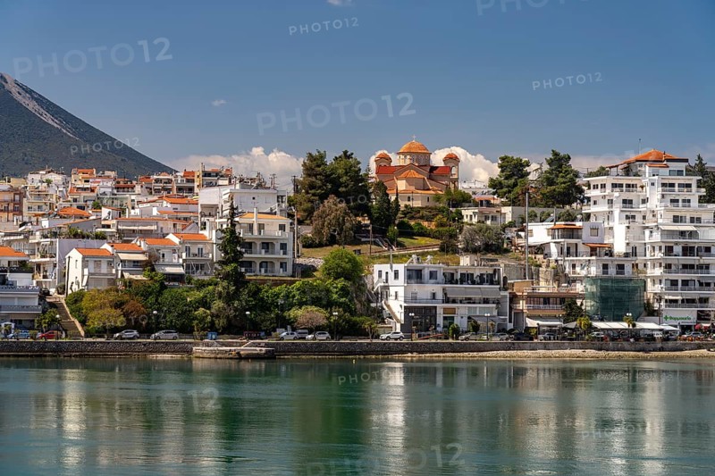 Euripos Canal and Kanithos, island capital Chalkida, island of Euboea or Evia, Greece