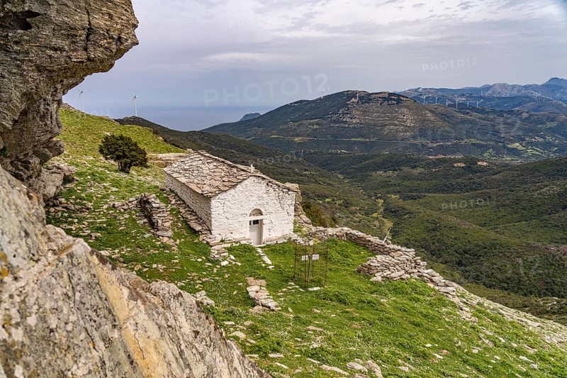 Small church on Mount Ochi near Styra, Euboea or Evia island, Greece