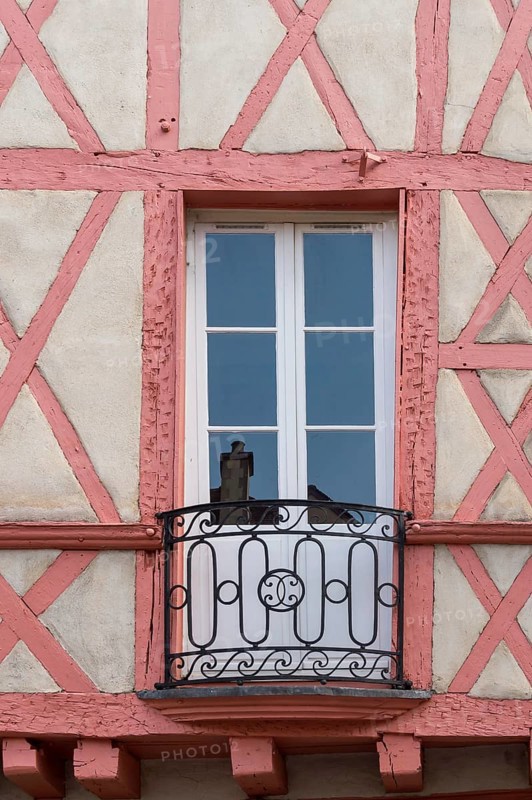 Half-timbered house façade in Chalon-sur Saone, Saône-et-Loire department in the Bourgogne-Franche-Comté region, Burgundy, France
