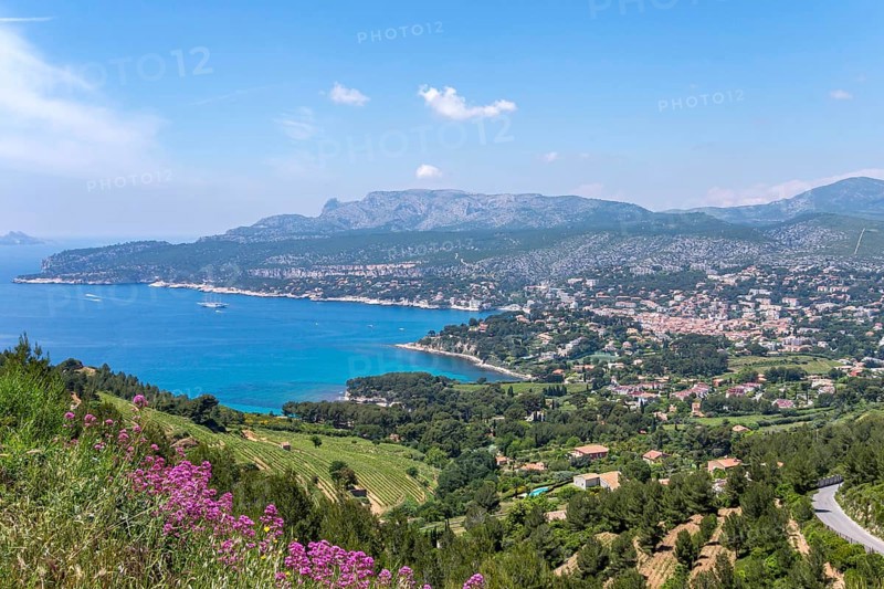 Coast and bay, cliffs, Falaises, Route de Crétes, Cassis, Provence-Alpes-Côte d'Azur, France