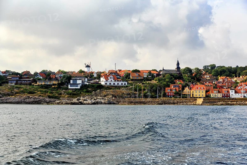 Port town of Gudhjem on the east coast of the Danish island of Bornholm, Baltic Sea, Denmark