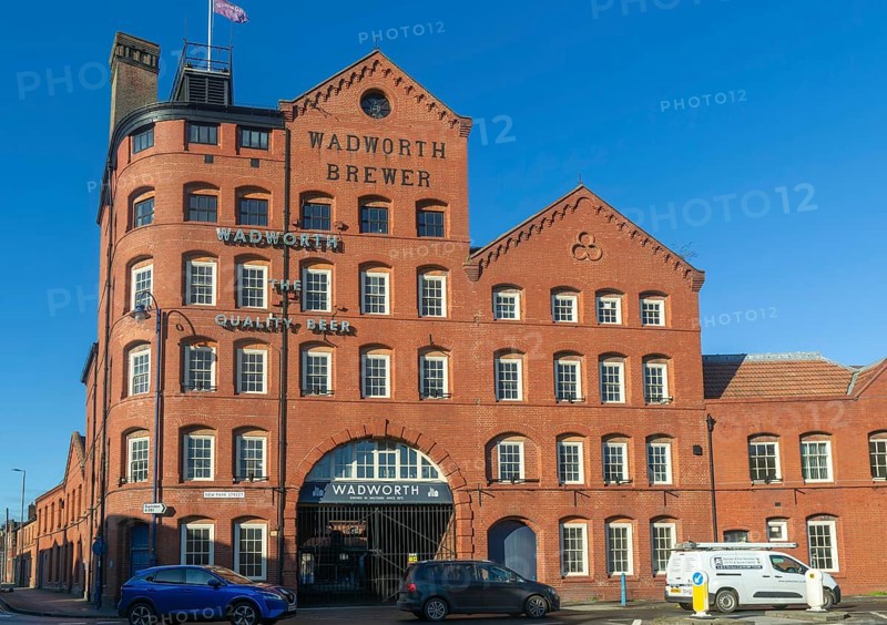Nineteenth century red brick brewery industrial building, Wadsworth brewer, Devizes, Wiltshire, England, UK