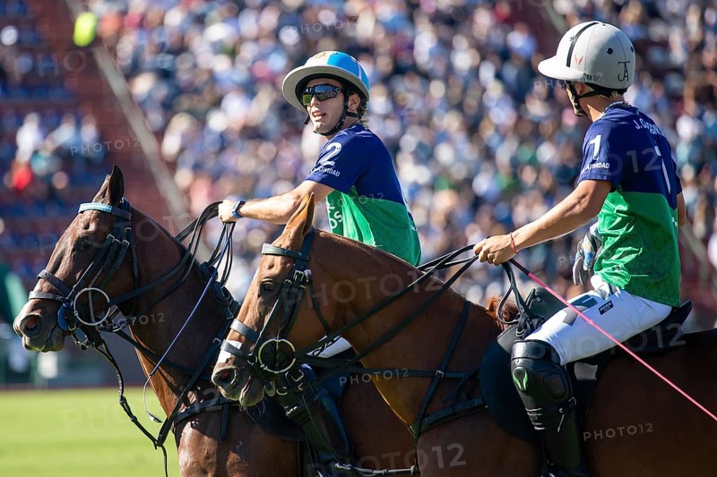 Polo players Adolfo Cambiaso called Poroto and Camilo Castagnola from the La Natividad La Dolfina team at the 132nd Argentine Open Polo Championship (Spanish 132nd Abierto Argentino de Polo de Palermo) at the Polo Stadium in Buenos Aires, Argentina