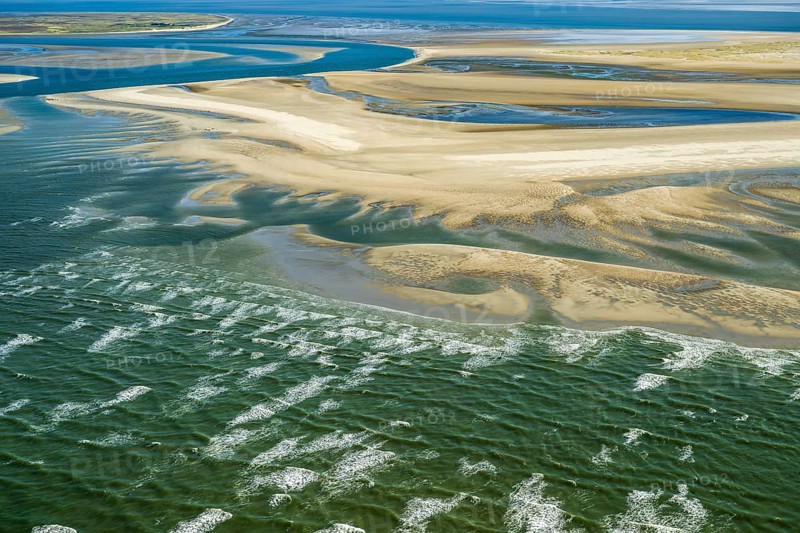 Aerial view of the tile plate in the Lower Saxony Wadden Sea National Park near the Eastern island of Juist, Lower Saxony, Germany