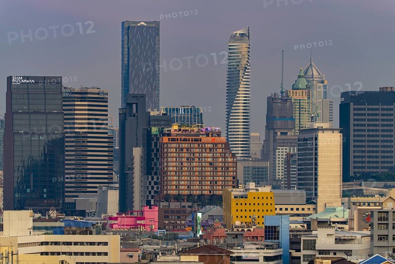 Panorama of Golden Mount, Bangkok skyline, Thailand