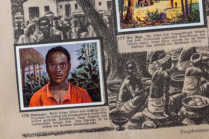 German colonies. Togo. Caption: Eweneger. These Negroes form an important ethnic group in the south of the protected area. Symbolic photo of racism. An anthology published by Cigaretten-Bilderdienst Dresden from 1936. Germany