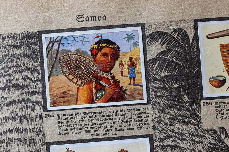 German colonies. Samoa Samoan village boys. An anthology published by Cigaretten-Bilderdienst Dresden from 1936. Germany