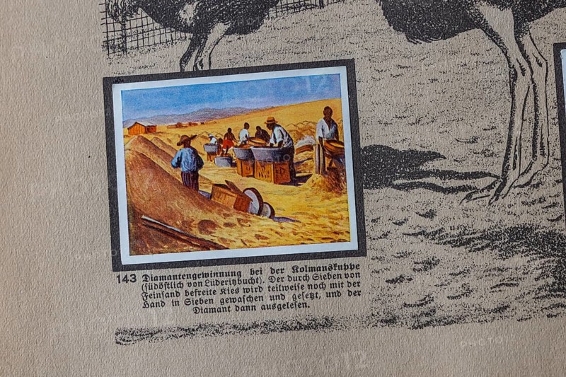 German colonies. German Southwest Africa. Diamond mining at Kolmanskuppe. An anthology published by Cigaretten-Bilderdienst Dresden from 1936. Germany