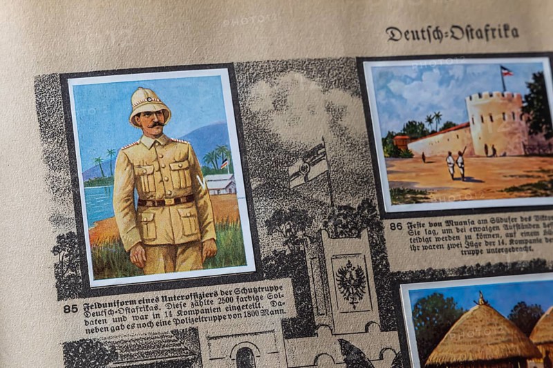 German colonies. German East Africa. Field uniform of a sergeant from the Schutztruppe. An anthology published by Cigaretten-Bilderdienst Dresden from 1936. Germany