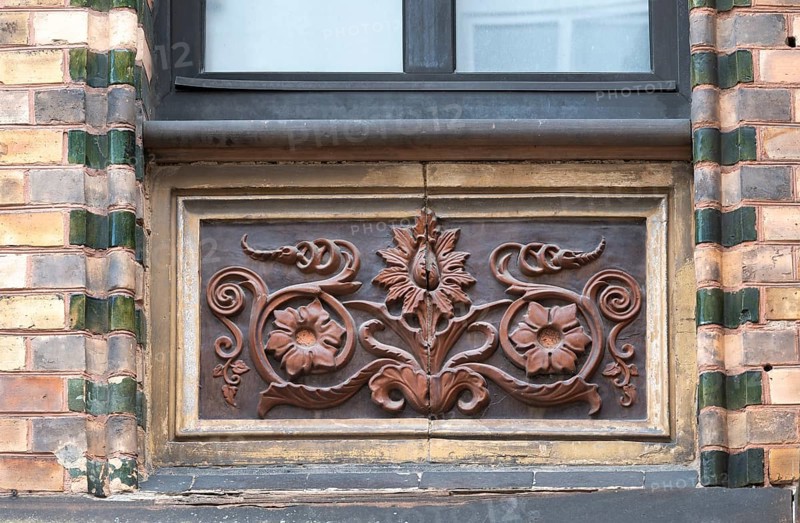 Relief on house, stony path 2, Oberstadt, Marburg, Hesse, Germany