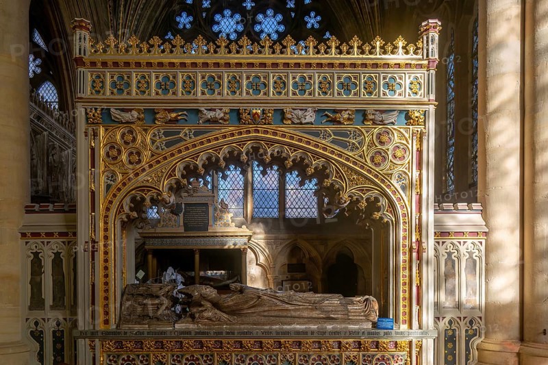 Memorial tomb effigy Bishop Edward Stafford died 1419, Exeter cathedral church, Exeter, Devon, England, UK