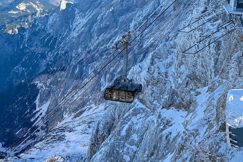 Cabin of the Zugspitze cable car at the mountain station (2962 m), Grainau municipality, Garmisch-Partenkirchen district, Bavaria, Germany