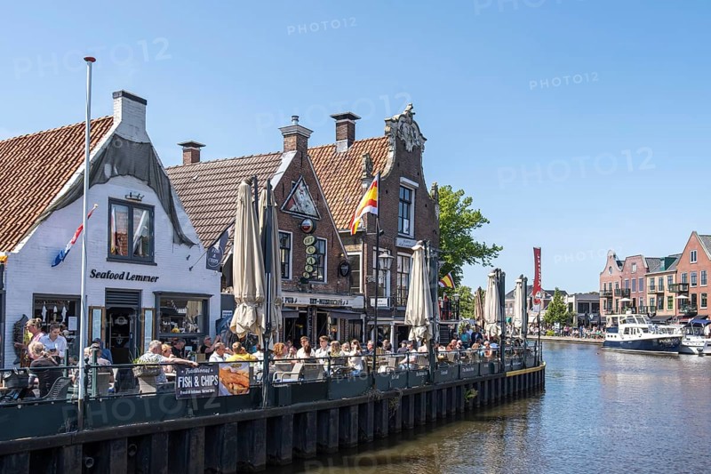The main canal in Lemmer, Friesland province, the Netherlands