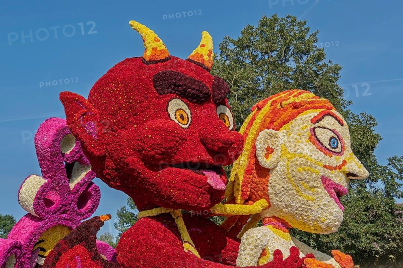 Figures at the Rekken flower parade, Gelderland, Netherlands