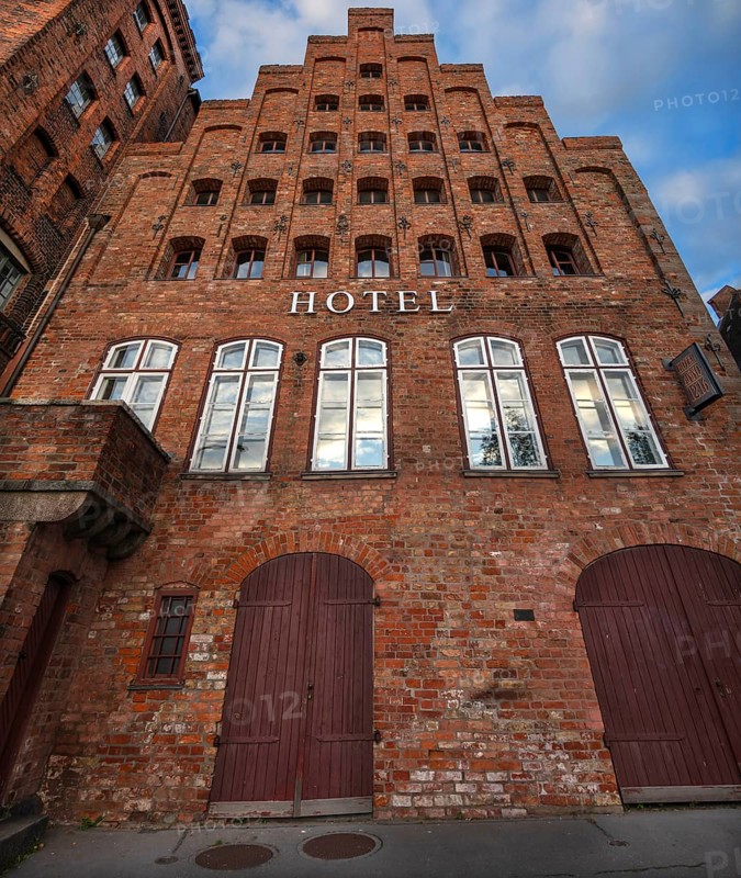 Historic brick building built in 1216, today the Hotel Anno 1216, Hanseatic City of Lübeck, Schleswig-Holstein, Germany