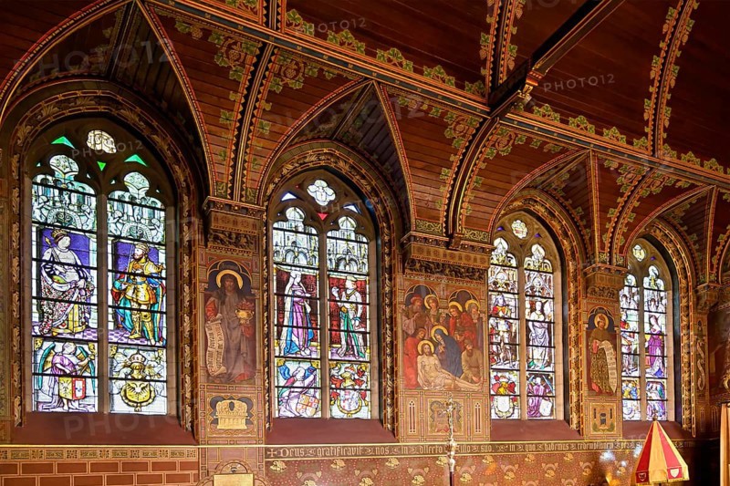 Holy Blood chapel, Figurative stained-glass window, Bruges, Belgium