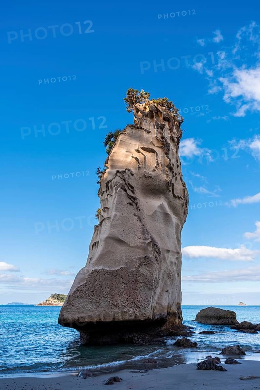 Limestone cliffs near Cathedral Cove in New Zealand. Cathedral Cove, Hahei, Coromandel Peninsula, Waikato, New Zealand
