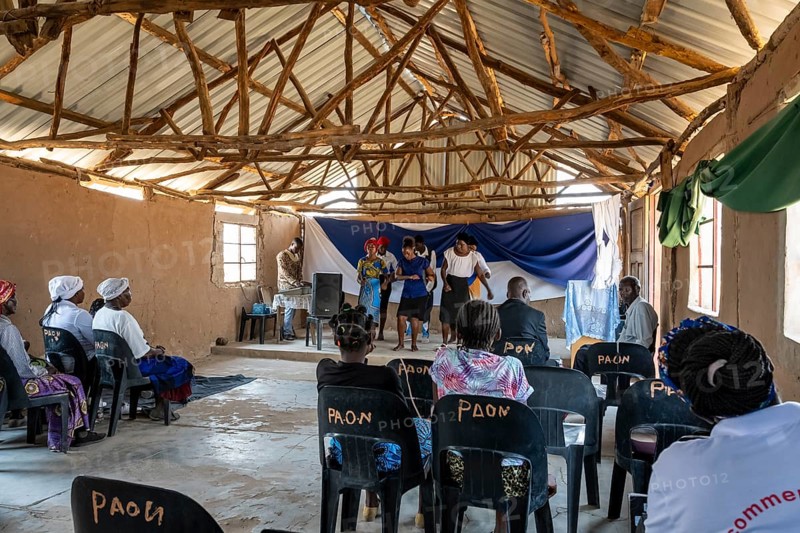 Locals at church, in a small church, Caprivi Strip, Namibia