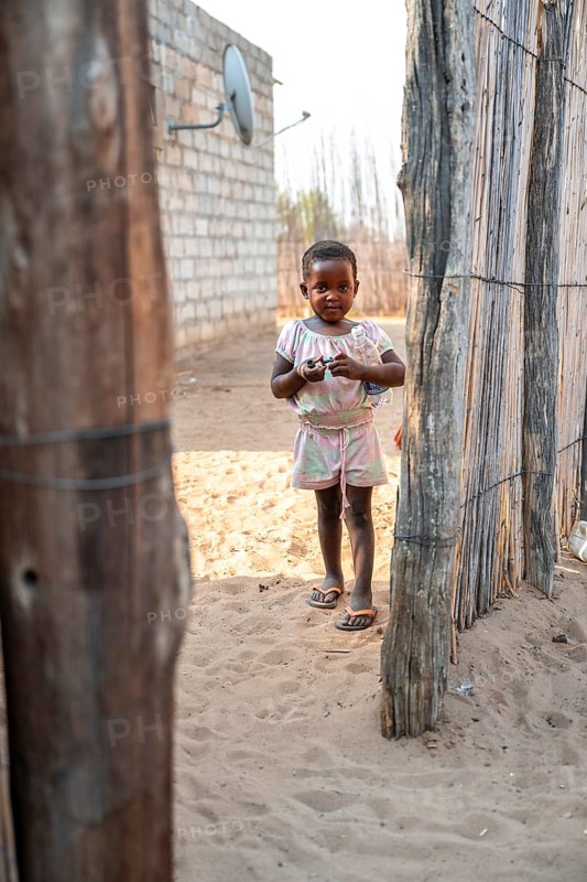 Young girl in a village, locals, Caprivi Strip, Namibia