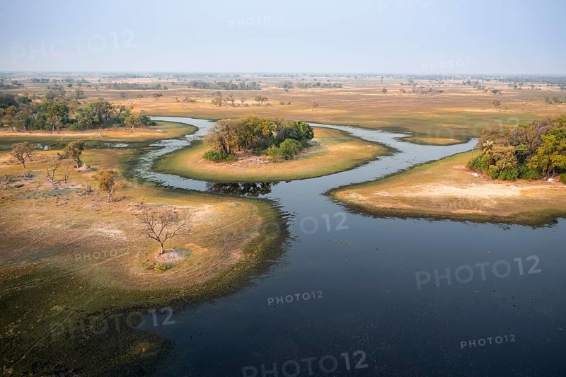 Wetland, landscape, aerial view of the Okavango Delta, near Maun, Okavango Delta, Botswana