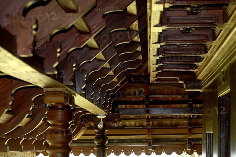 Close-up of wooden roof structure, Heritage Hotel Privacy, Vembanad Lake, Kerala, India