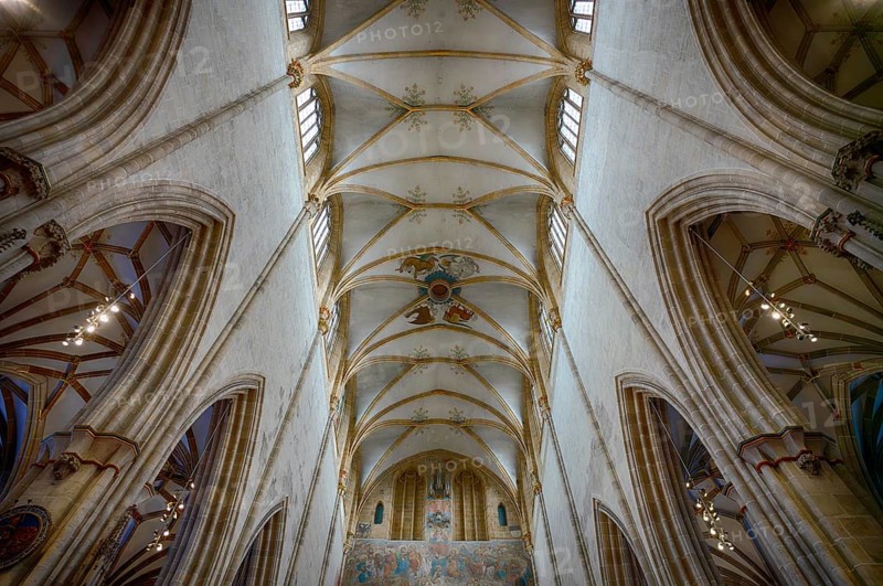 Interior view, central nave facing east, vaulted ceiling, church ceiling, interior view, Our Lady of Ulm, Ulm Münster, Ulm, Baden-Württemberg, Germany