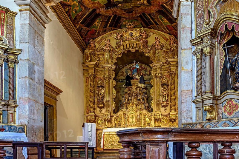 Altar and interior of an old baroque church in the historic city of Tiradentes in Minas Gerais, Brazil