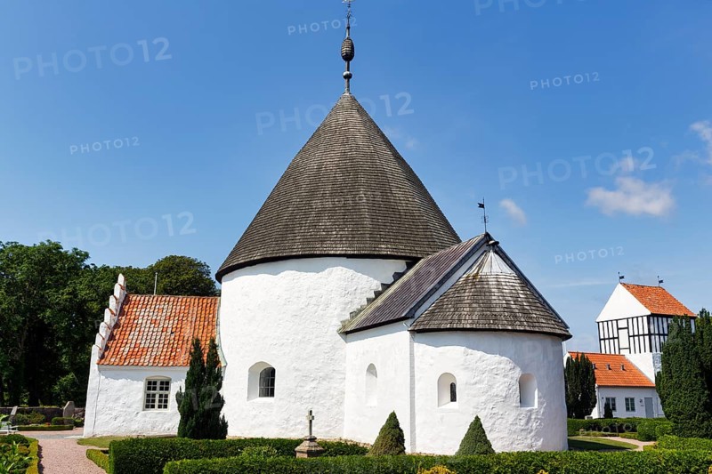 Romanesque round church, Ny Kirke, fortified church, Nyker, Bornholm island, Denmark
