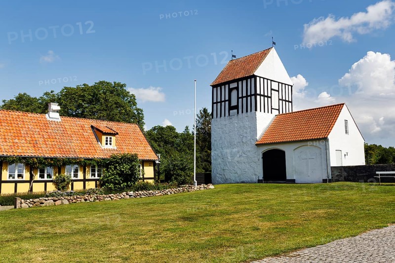 Ny Kirke, free-standing bell tower, timber-framed house, Nyker, Bornholm Island, Denmark