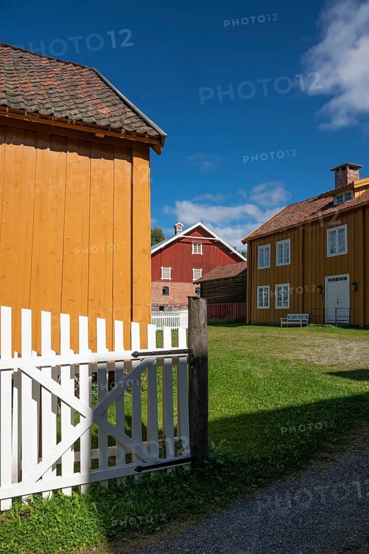 Historic farm building, Maihaugen open-air museum with houses and objects from farms in Gudbrandsdal, Lillehammer am Mjøsa Lake, Innlandet Municipality, Norway