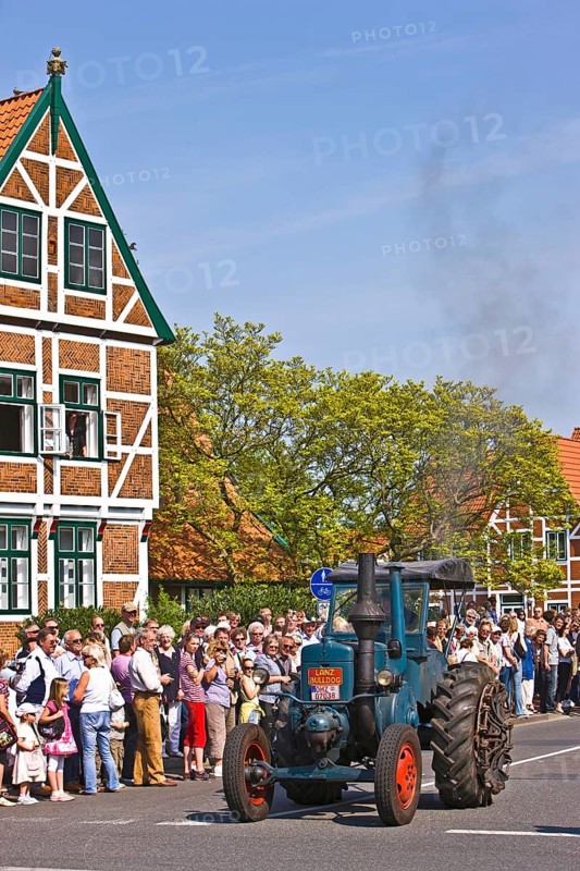Old Country York City Hall Old Manor Half-timbered Building Brick House Architecture Blossom Festival for Tree Blossom Parade Fruit Growers Lanz Bulldog Portrait Format