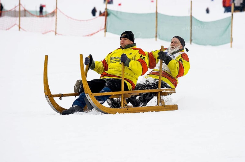 Horn sled racing, Waldau, Black Forest, Baden-Württemberg, Germany