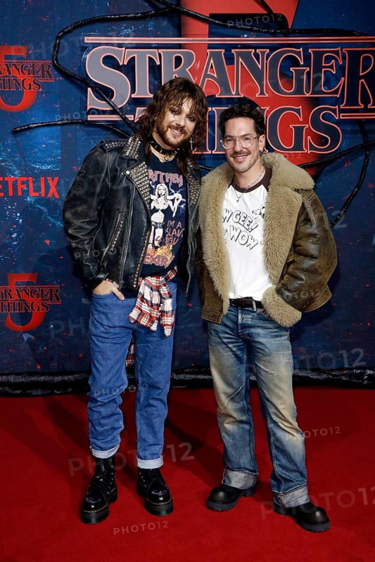 Riccardo Simonetti and Nico Stank at the Stranger Things fan event in Hangar 7 at Tempelhof Airport in Berlin on 18.11.2025