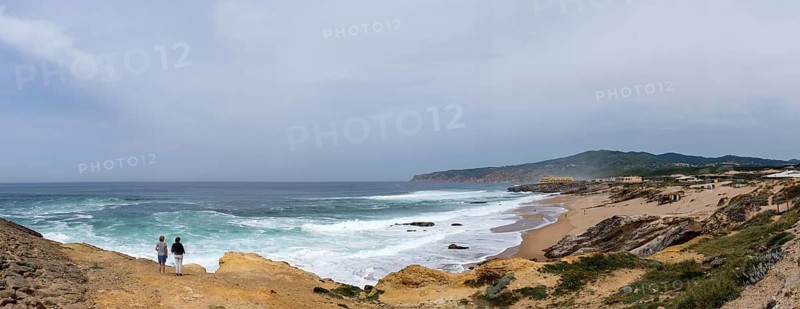 Praia da Cresmina, Fortaleza do Guincho in the background, today a 5 star hotel, Portugal