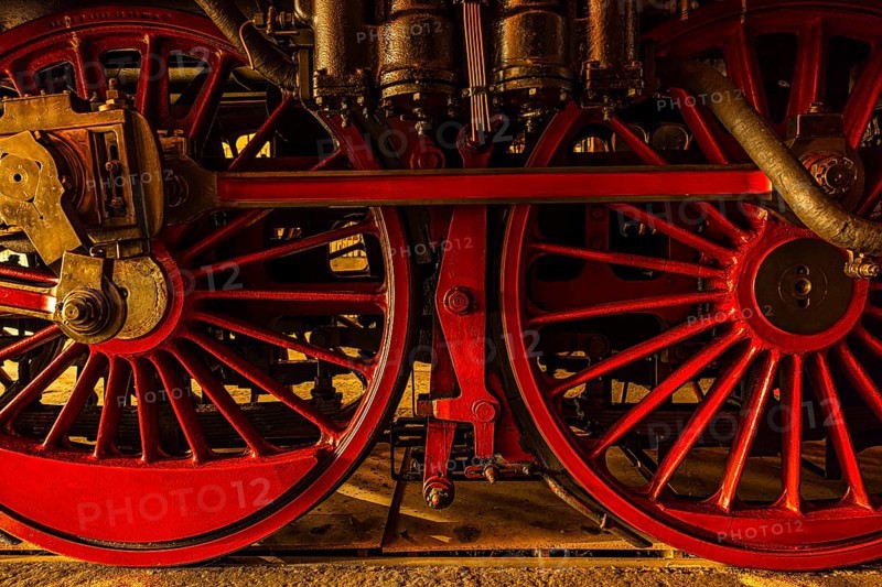 Wheelwork of the historic express locomotive 03 295, built in 1937, railway museum, Augsburg railway park, administrative district of Swabia, Bavaria, Germany