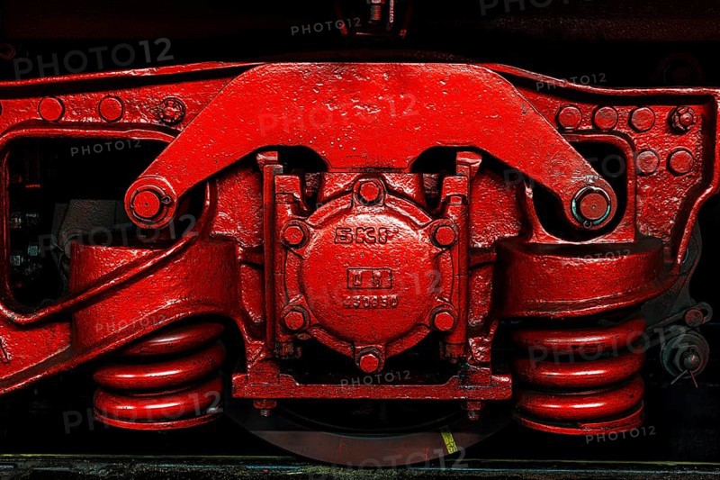 Suspension of a historic steam locomotive owned by the Free State of Bavaria, Eisenbahnmuseum, Augsburg railway park, administrative district of Swabia, Bavaria, Germany