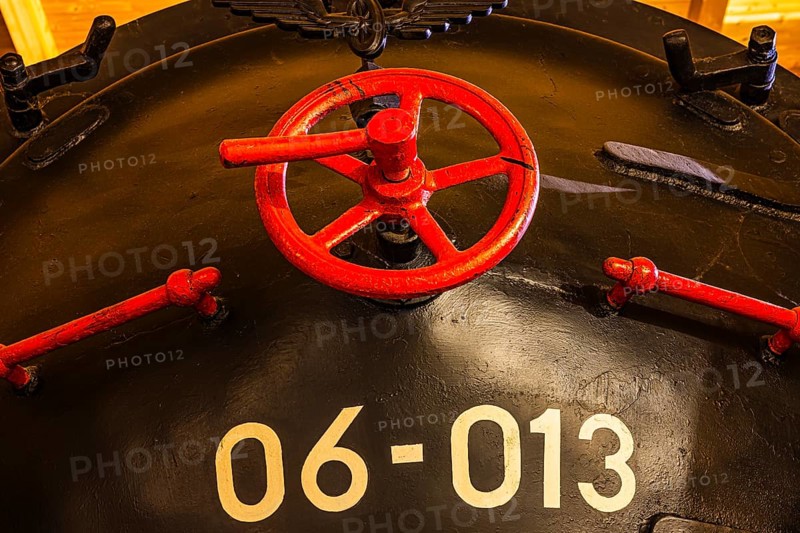 Front view of the legendary Slovenian steam locomotive 06-013, built in 1930, railway museum, Augsburg railway park, administrative district of Swabia, Bavaria, Germany