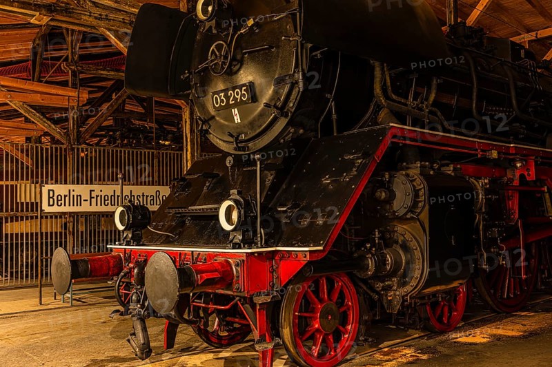 Historic express train locomotive 03 295, built 1937, railway museum, Augsburg railway park, administrative district of Swabia, Bavaria, Germany