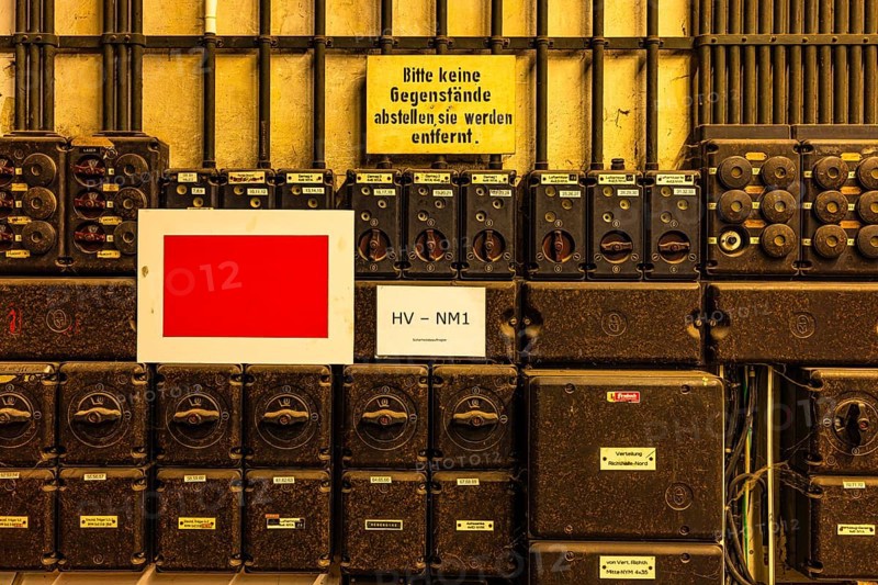 Power distributor in the workshop of the railway museum, Augsburg railway park, administrative district of Swabia, Bavaria, Germany