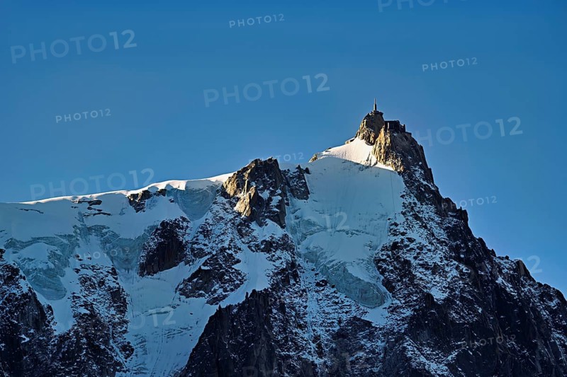 Aiguille du Midi in the evening light, Mont-Blanc, Chamonix-Mont-Blanc, Haute-Savoie, France
