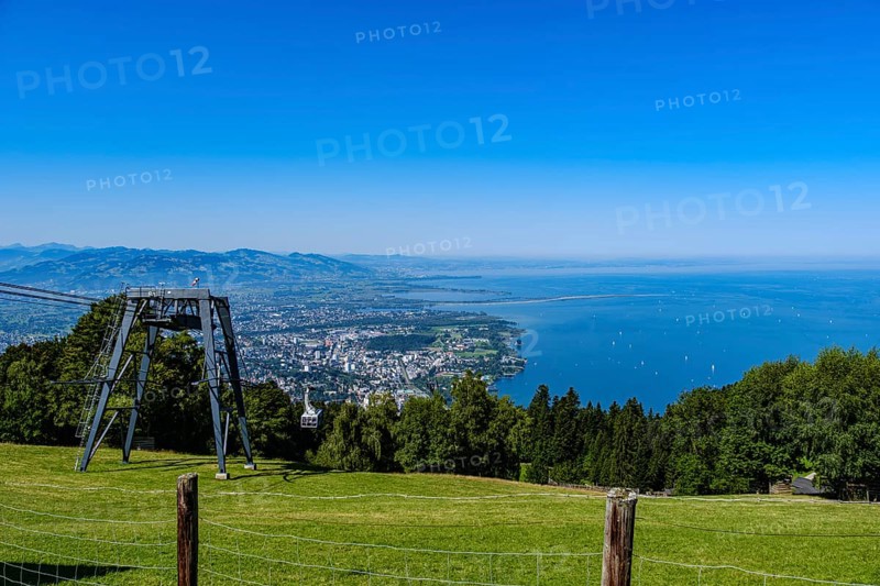 View from Pfänder of the Pfänder Railway and Lake Constance, Lochau, Bregenz, Vorarlberg, Austria
