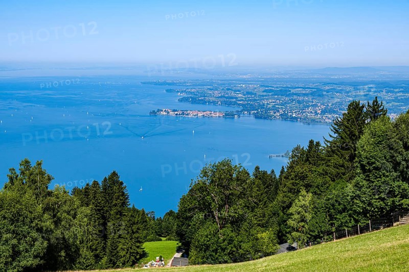 Scenic view of Lake Constance from Pfänder in Lochau, Bregenz, Vorarlberg, Austria