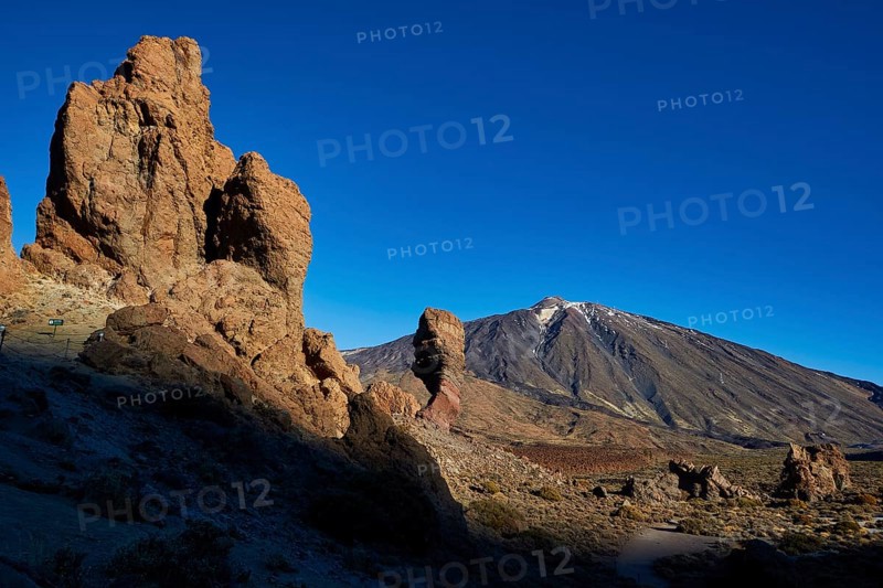 Impressive rocks in a rough volcanic landscape in sunny weather, UNESCO World Heritage Site, Teide National Park, Teide National Park, Tenerife, Canary Islands, Spain