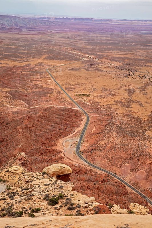 Mexican Hat, Utah - Utah Highway 261 below where the Moki Dugway unpaved road descends from Cedar Mesa
