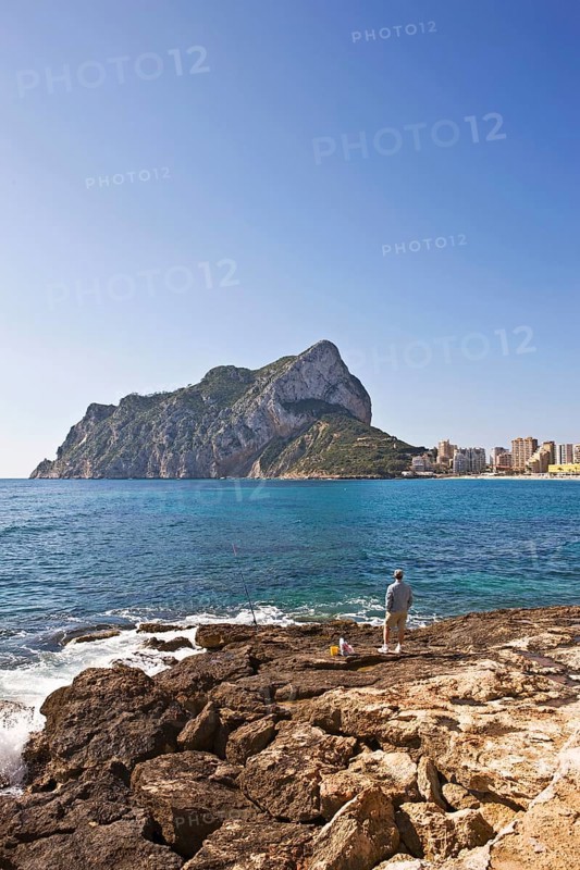 Rocks, Playa La Fossa-Levante, Penon de Ifach landmark, Calpe Valencia, Costa Blanca, Spain