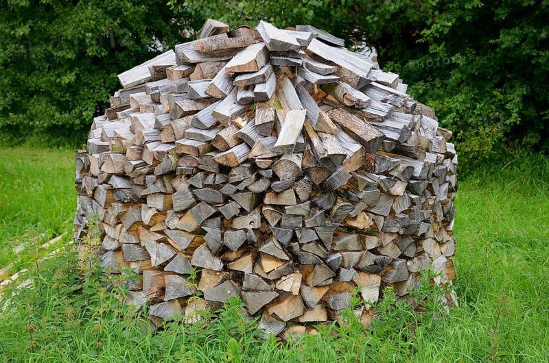 Stack of firewood in Den gamle by, The old village, open air museum in Odense, Fyn island, Fuen, Denmark, Scandinavia