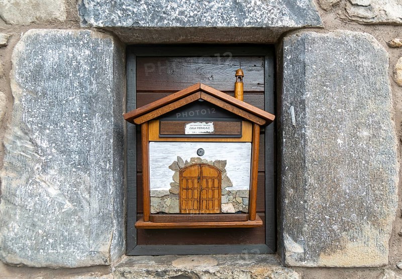 Interesting home letter box for mail, village of Echo or Hecho, Valle de Hecho, Huesca province, Aragon, Spain