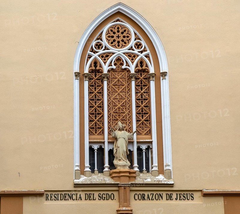 Building facade built 1890s, Residence of the Sacred Heart of Jesus, Plaza Venerable Francés de Aranda, Teruel, Aragon, Spain